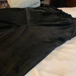 Velvet pants with tie-up belt